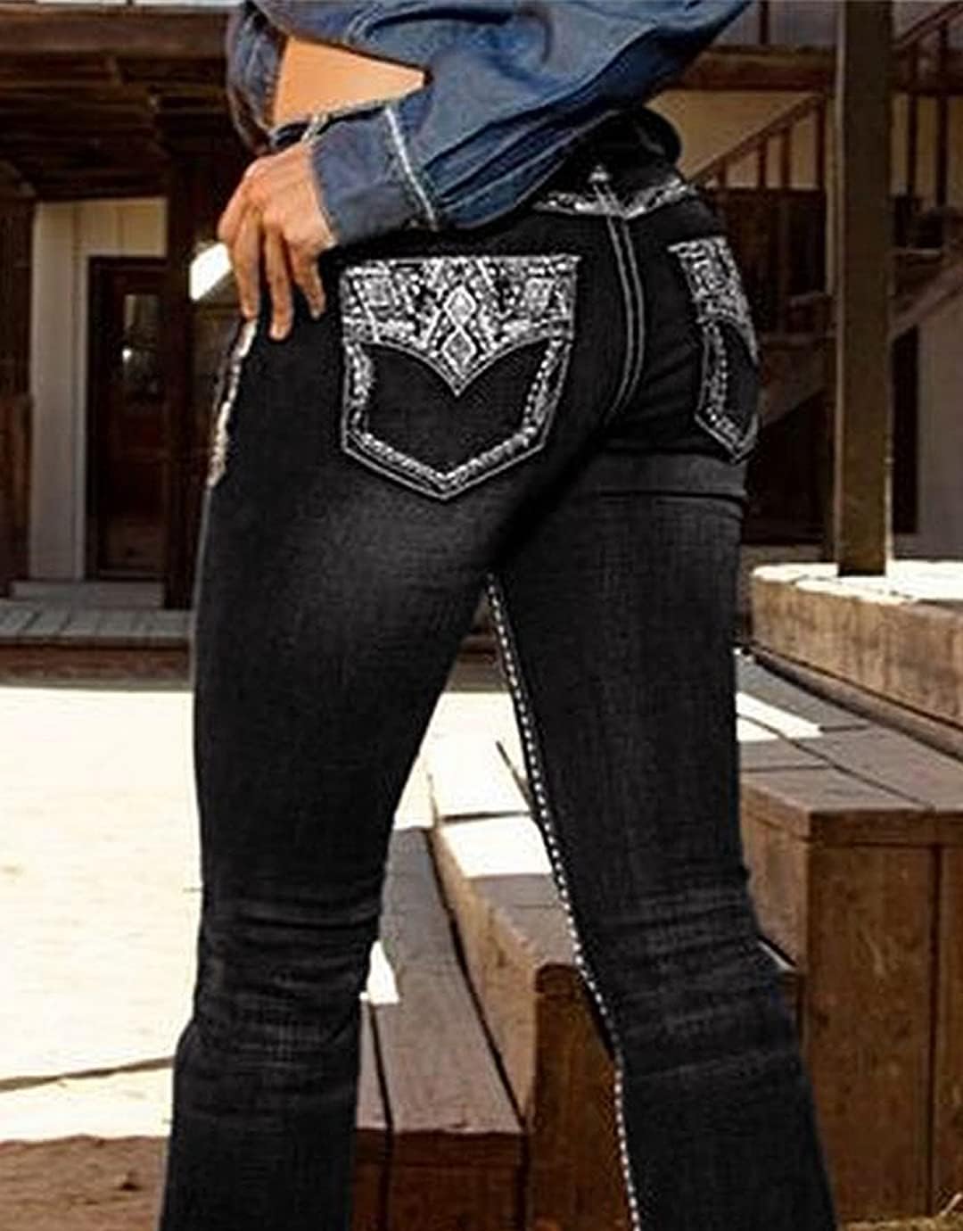 Flamingals Butt Lifting Bootcut Jeans Stretchy Casual Fall Winter Trendy Flare Leg Jeans for Women