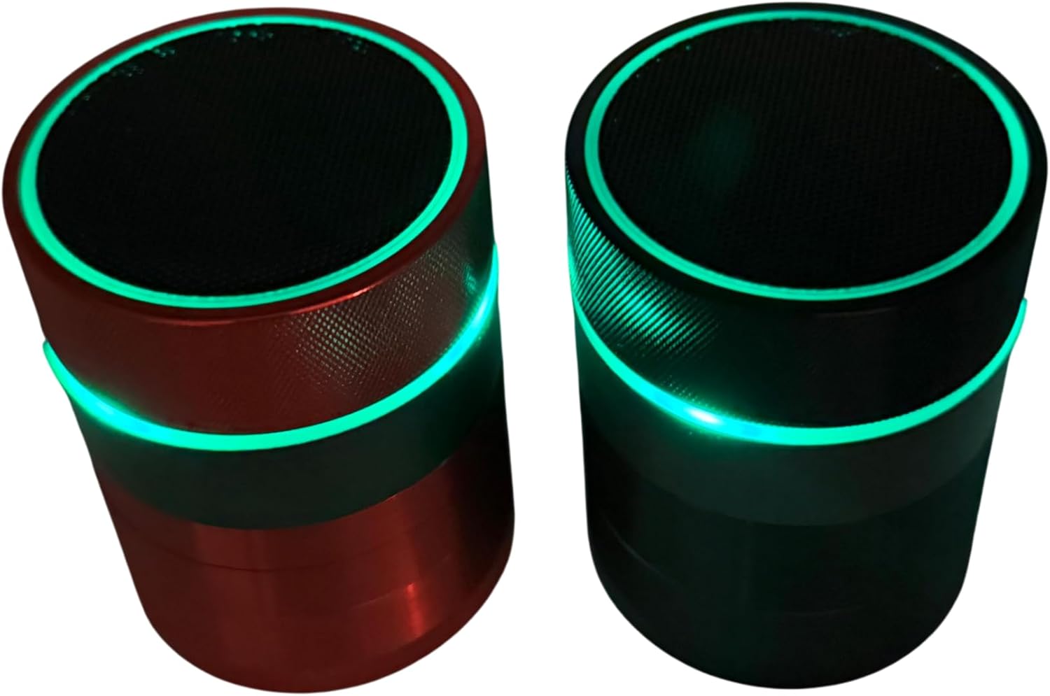 Multifunction Bluetooth Speaker with LED Light Show & 4-Part Aluminum Grinder | Rechargeable Portable Speaker Accessory (Black)