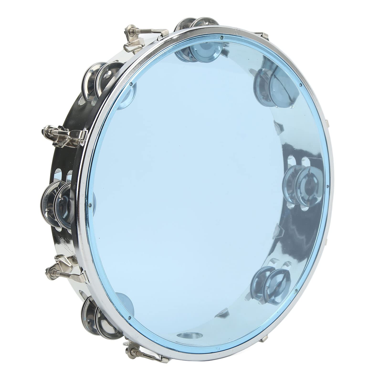 25,4 cm große Handtrommel mit verstellbarem Ton, zweireihiges Handglocken-Percussion-Instrument, leichtes ABS-Tamburin für Kinder und Erwachsene, Metallglocken für klaren, weichen Klang, perfekt für