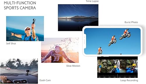 Miniatura 7 de COOAU Cámara de acción Wi-Fi 4K 20MP Micrófono externo Control remoto Submarino 40M Cámara deportiva impermeable Lapso de tiempo con baterías