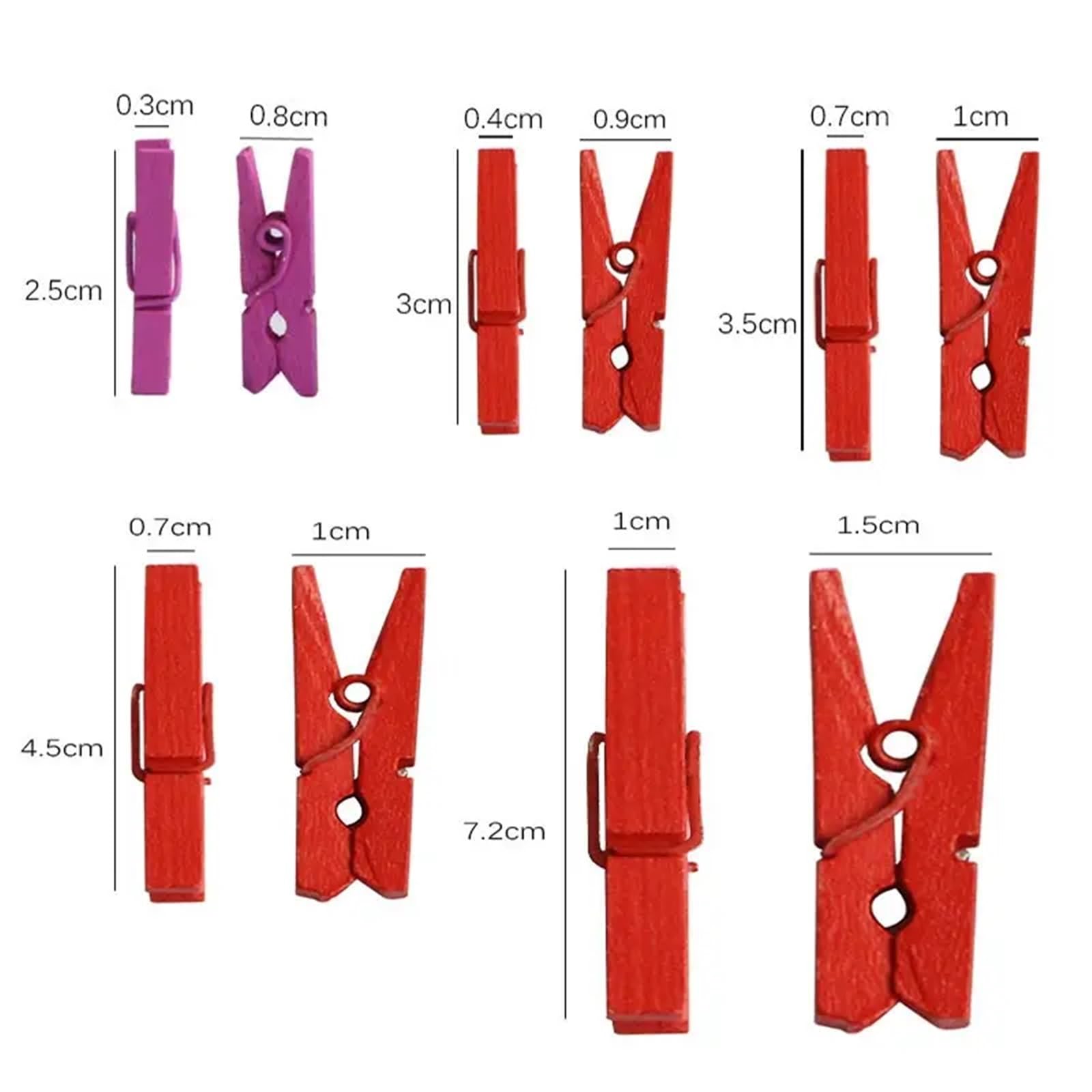 Mollette in legno colorate, 300/500 pezzi, 25/35/45 mm, piccole dimensioni, mini clip in legno per foto (2,5 cm, 500 pezzi)