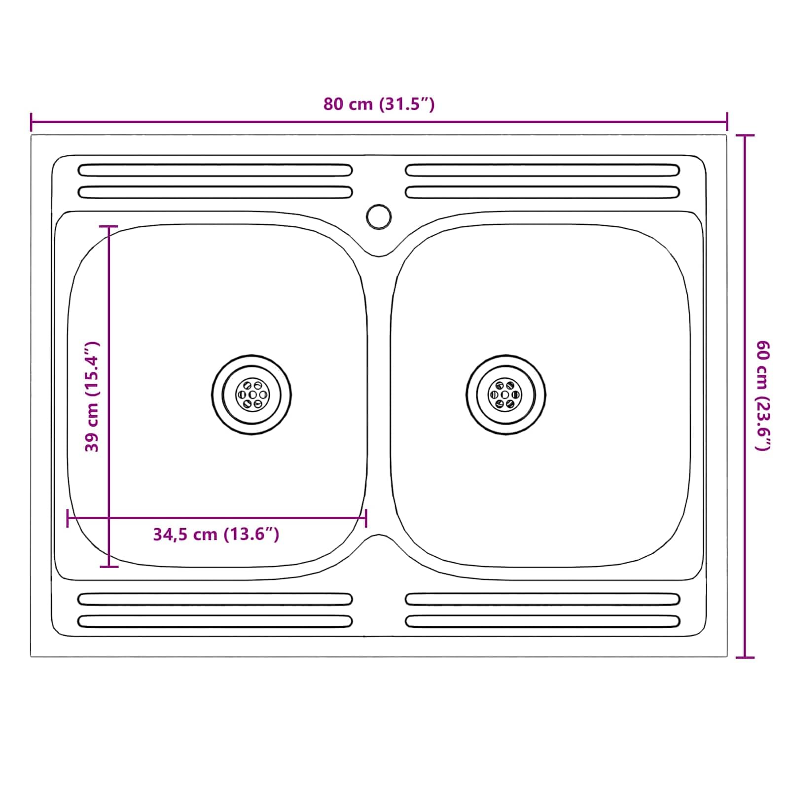Lucca - Armario bajo lavabo con puerta (80 x 46 x 81,5 cm, 2 puertas, práctico espacio de almacenamiento para cocina, ollas, sartenes, organizador, armario de almacenamiento)