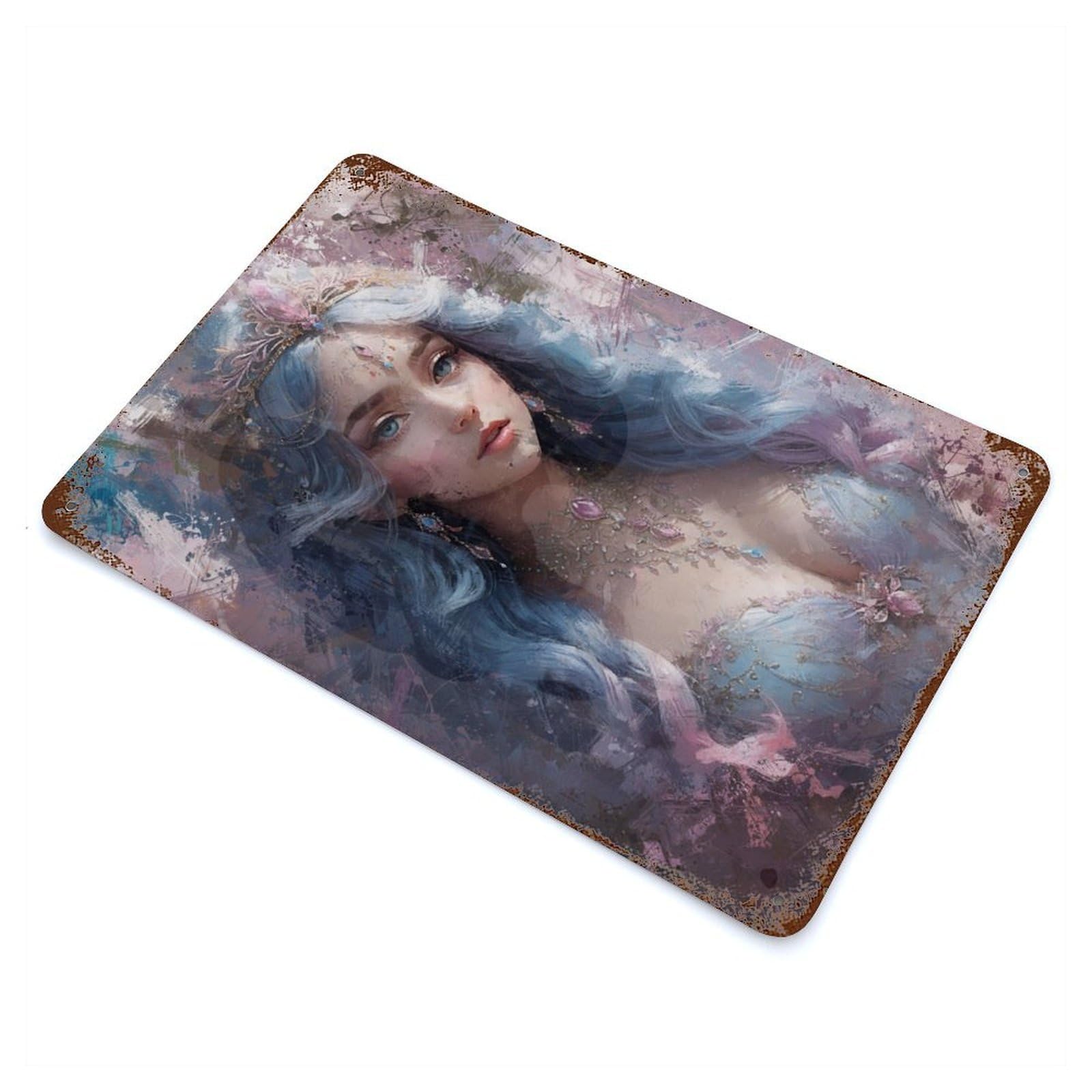 Retro Metal Sign with Gorgeous Surreal Girl Design 11.8"x7.9", for Living Room, Hallway And Home Decor, Vintage Wall Decor