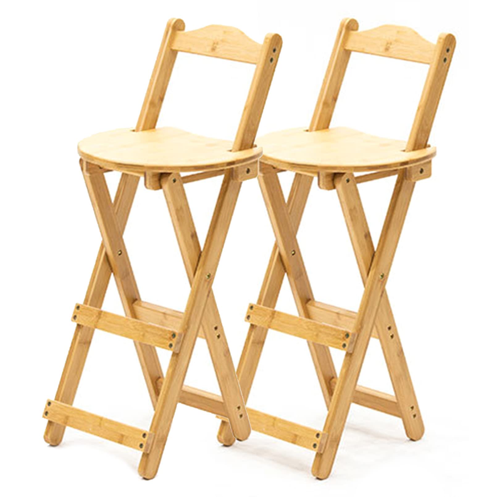 Lot de 2 tabourets de bar pliables en bois avec dossier chaises hautes fixes de cuisine