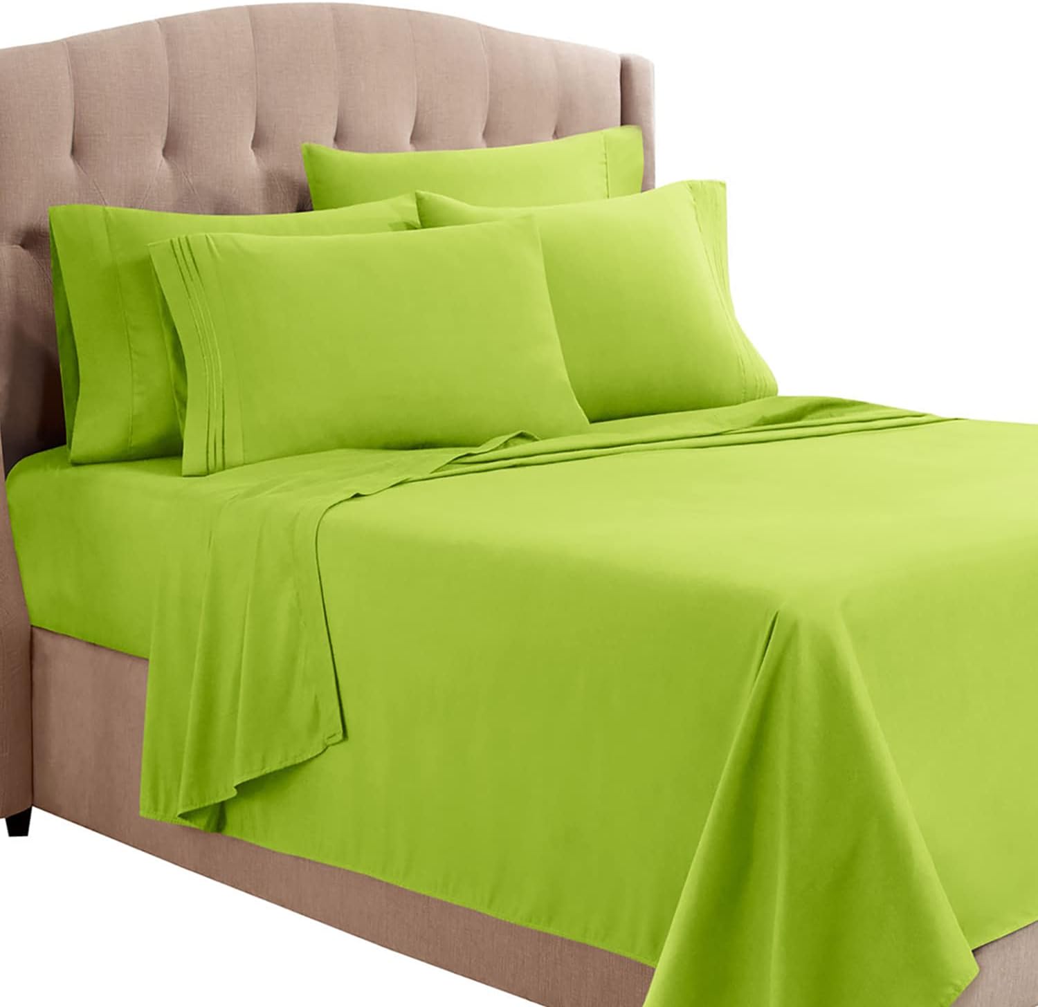 Clara ClarkBed Sheet Set with Extra Set Pillowcases, Premier 1800 Collection, Wrinkle, Fade & Stain Resistant, Queen, Garden Green