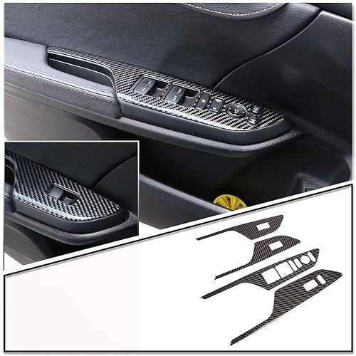 PIUGILH Panel de control de ventana Civic de 10ª generación, cubierta de reposabrazos de puerta de fibra de carbono real, interruptor de bloqueo de