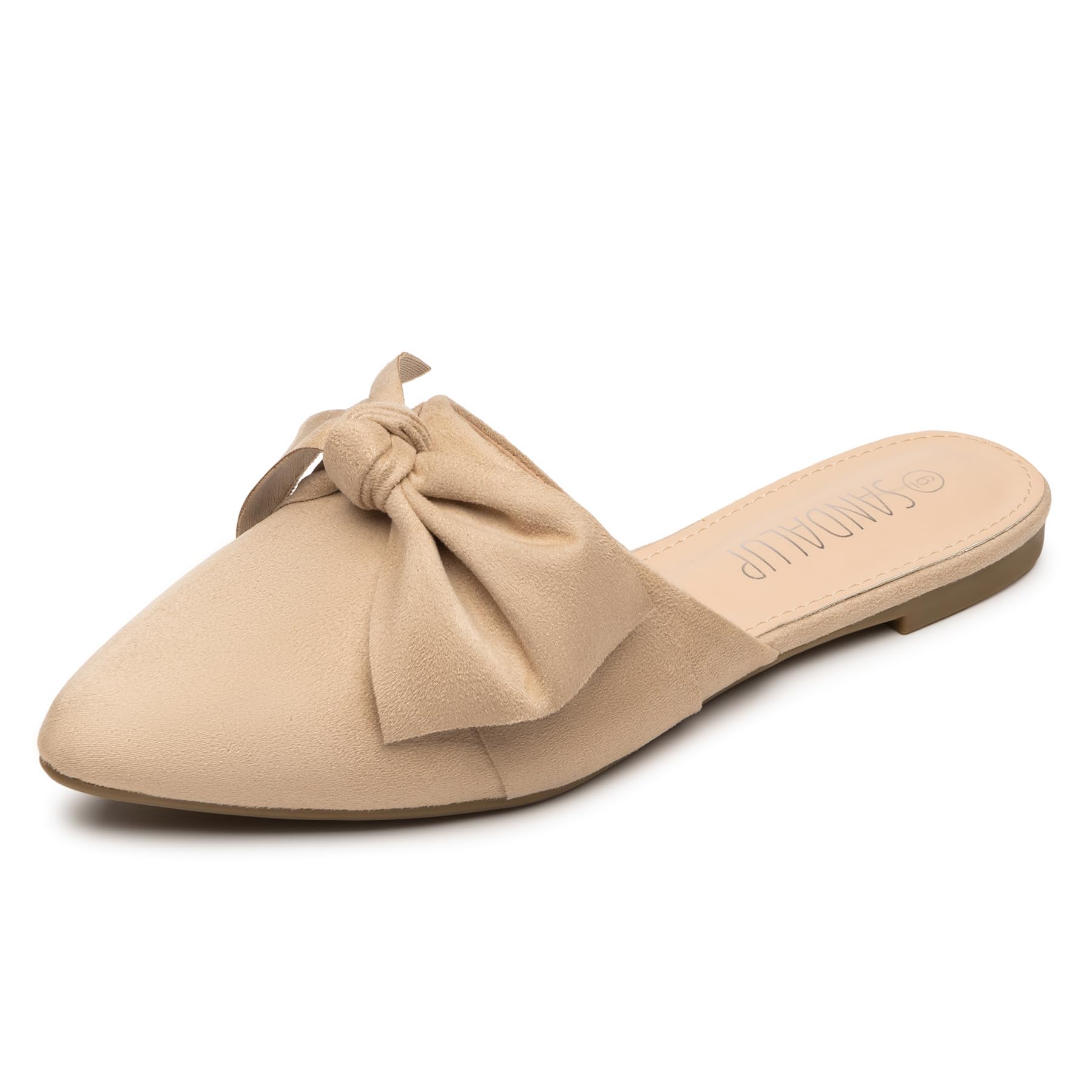 SANDALUP Mules for Woman, Women's Mules, Closed Pointed Toe Backless Loafer Shoes, Cute Bow Women's Mules, Slip On Mules Flats Shoes for Work Business