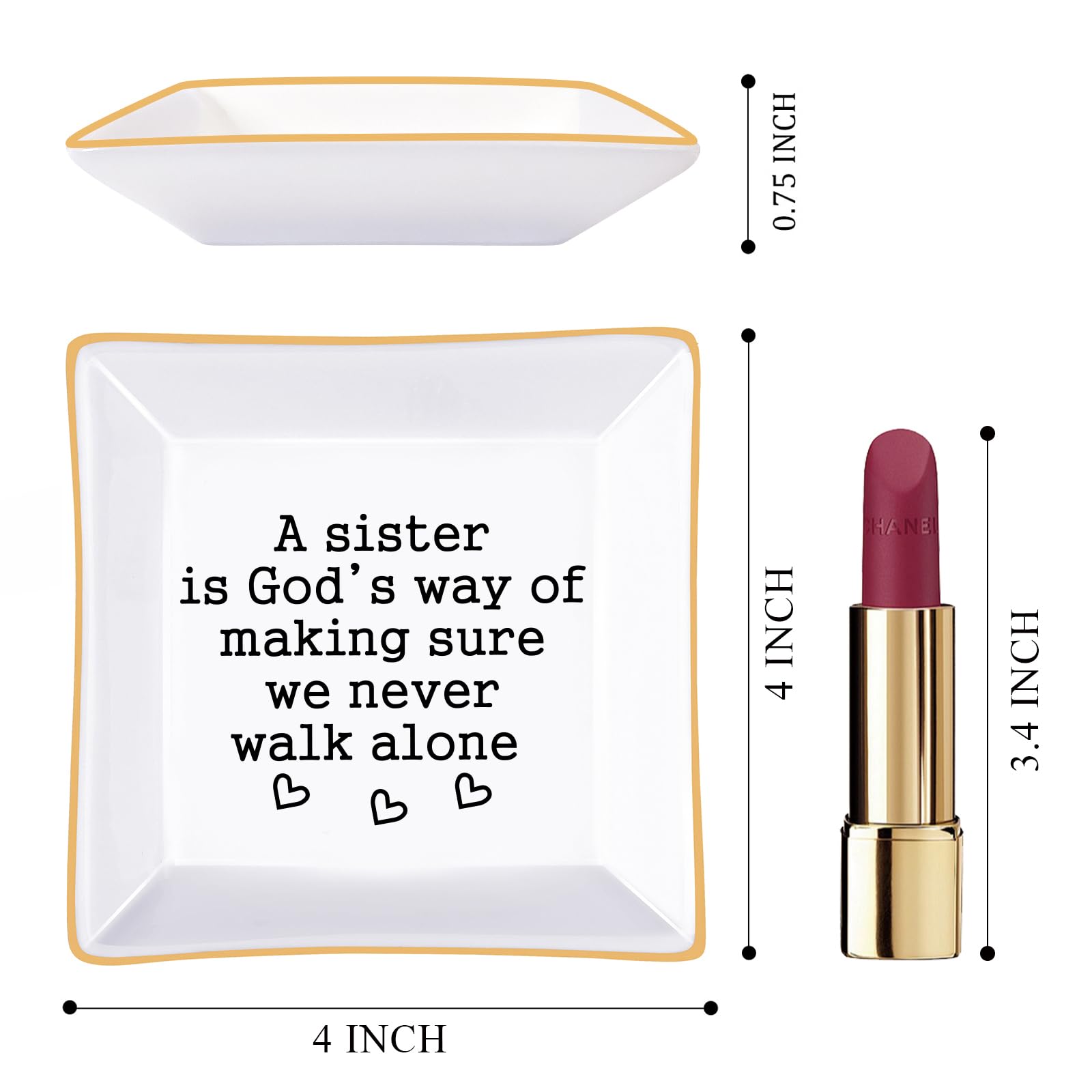 Sister Gifts, Mother's Day Gifts for Sister Ring Dish- A Sister is God's Way of Making Sure We Never Walk Alone- Birthdays Christmas Wedding Gifts for Sister, Soul Sister, Best Friends, Sister in Law