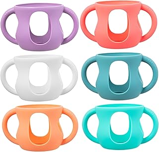 6 Stück Babyflaschengriffe, Silikon-Flaschenhüllen mit rutschfestem Griff, stoßdämpfende Schutzhüllen für 120 ml Babyflaschen (6 Farben), Mam-Griffe