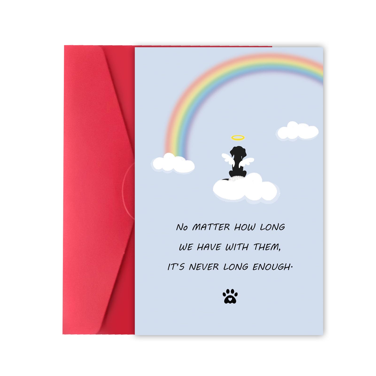 Wonderful Sympathy Card for Loss of Pet Dog, Cute Pet Dog Loss Card with Rainbow Bridge, Dog Condolence Card for Dog Owner Lover, Doggy Bereavement