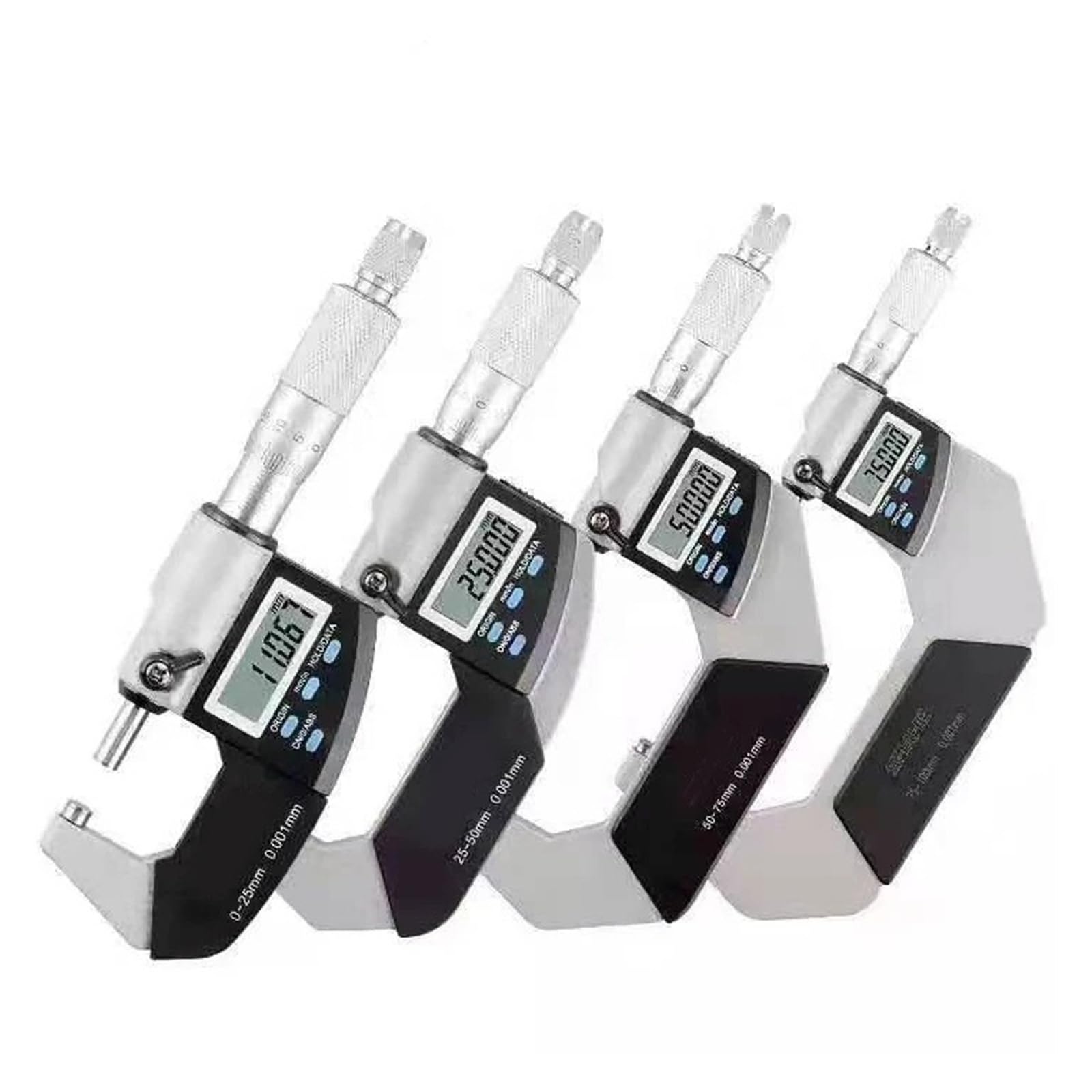 Elektroniczny mikrometr zewnętrzny 0-25 mm 25-50 mm 50-75 mm 75-100 mm 0,001 mm Mikrometr Sonda Narzędzia pomiarowe Zmierz wszystko(0-25mm)