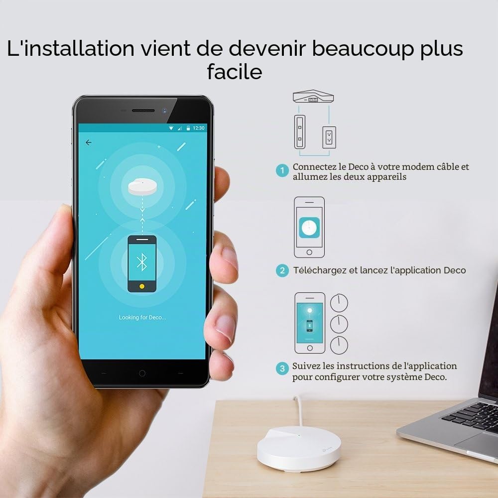TP-Link Deco M5(1-Pack) Système WiFi Mesh performant - Contrôle Parental - Ports Ethernet Gigabit - Couverture jusqu'à 139m2 - Compatible avec Alexa et IFTTT Blanc Pack 1, < 139 m2