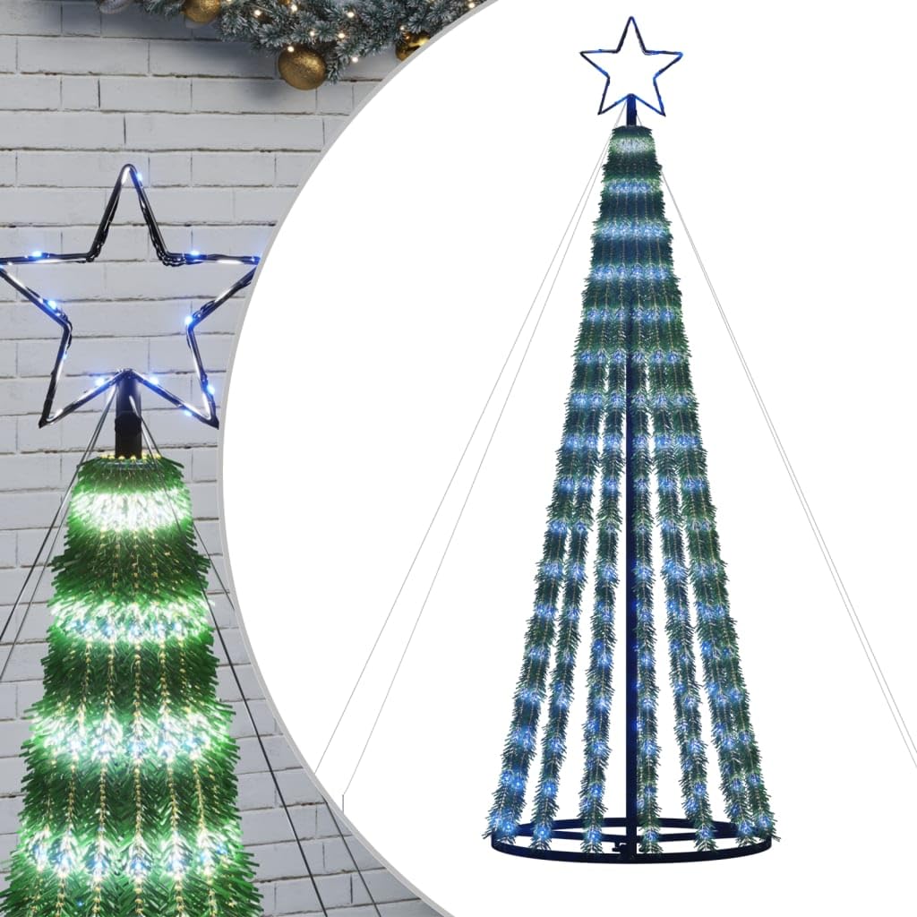 Weihnachtsdekorationen Haus Weihnachten 275 LED Blau 180 cm PVC Beleuchtung Weihnachtsbaum Kegel Kompaktes Design Weihnachtslicht für den Außenbereich Gärten 8 Beleuchtungsmodi