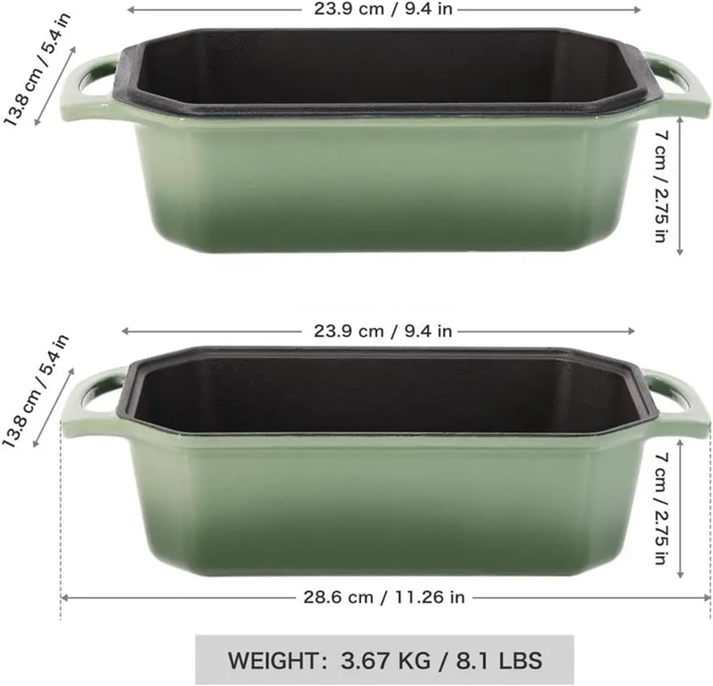 9x5 Inch Enameled Cast Iron Loaf Pan with Lid for Bread and Sourdough Baking