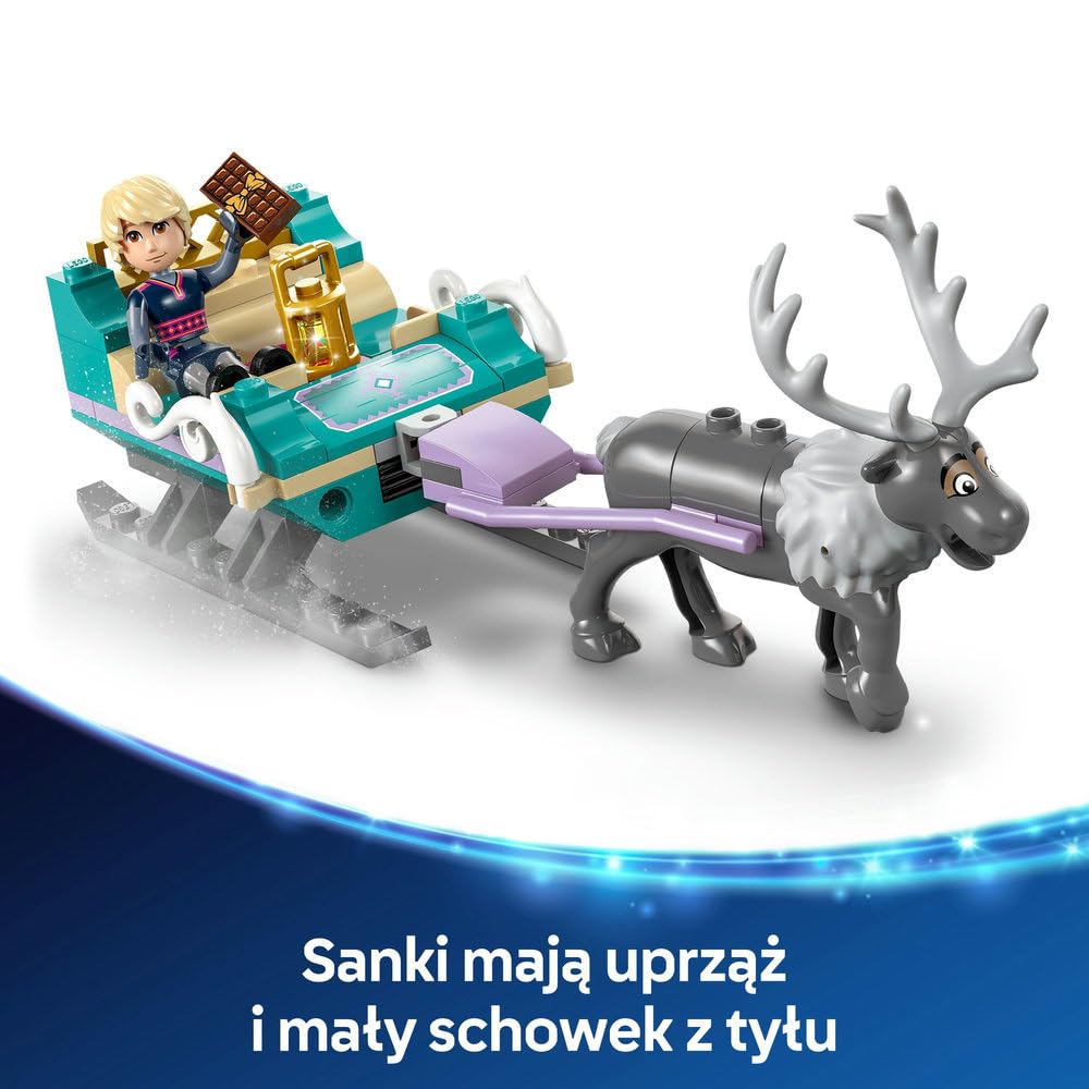 LEGO ǀ Disney Przygoda na sankach Anny, Zabawka dla Dziecka do Zbudowania z 4 Postaciami w tym, Olafem i Svenem, Zestaw Kreatywny dla Dziewczynki i Chłopca, Pomysł na Prezent dla 4-latki, 43256