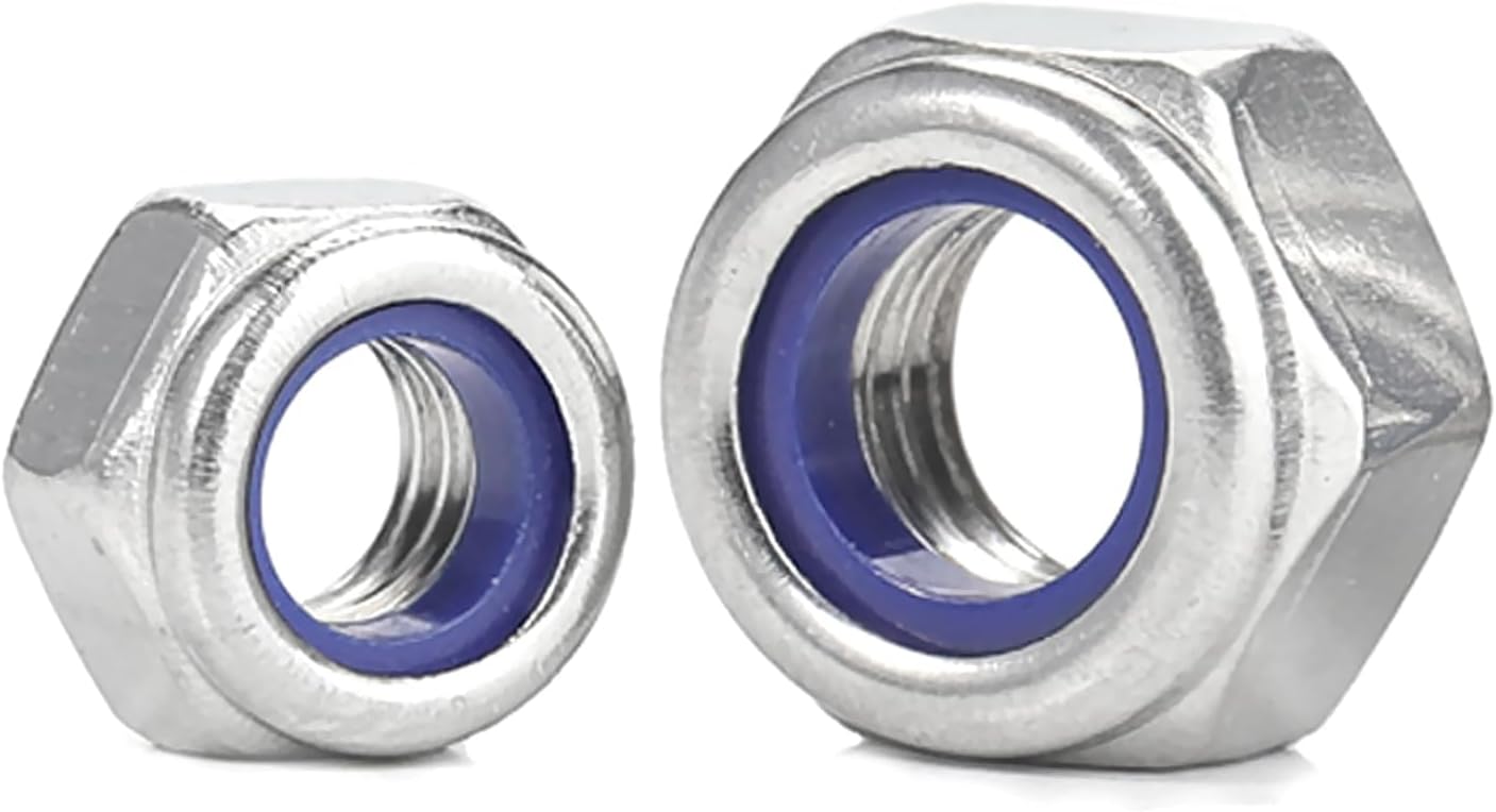 M8-1.25 Nylon Insert Lock Nuts, Stainless Steel 304 (18-8) Lock Nuts with Nylon Insert, 25pcs