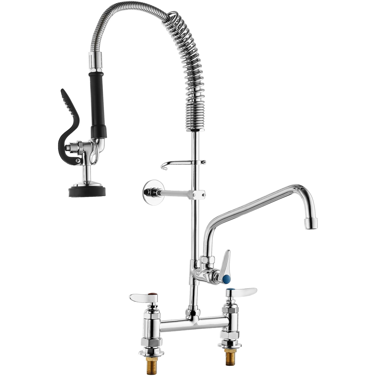 VEVOR Robinet de Cuisine Commercial avec Pulvérisateur de Pré-rinçage, Mitigeur avec Douchette Extractible, 660 mm de Haut, Entraxe 203 mm, Bec Pivotant 305 mm, Montage sur Pont, pour Évier Rstaurant