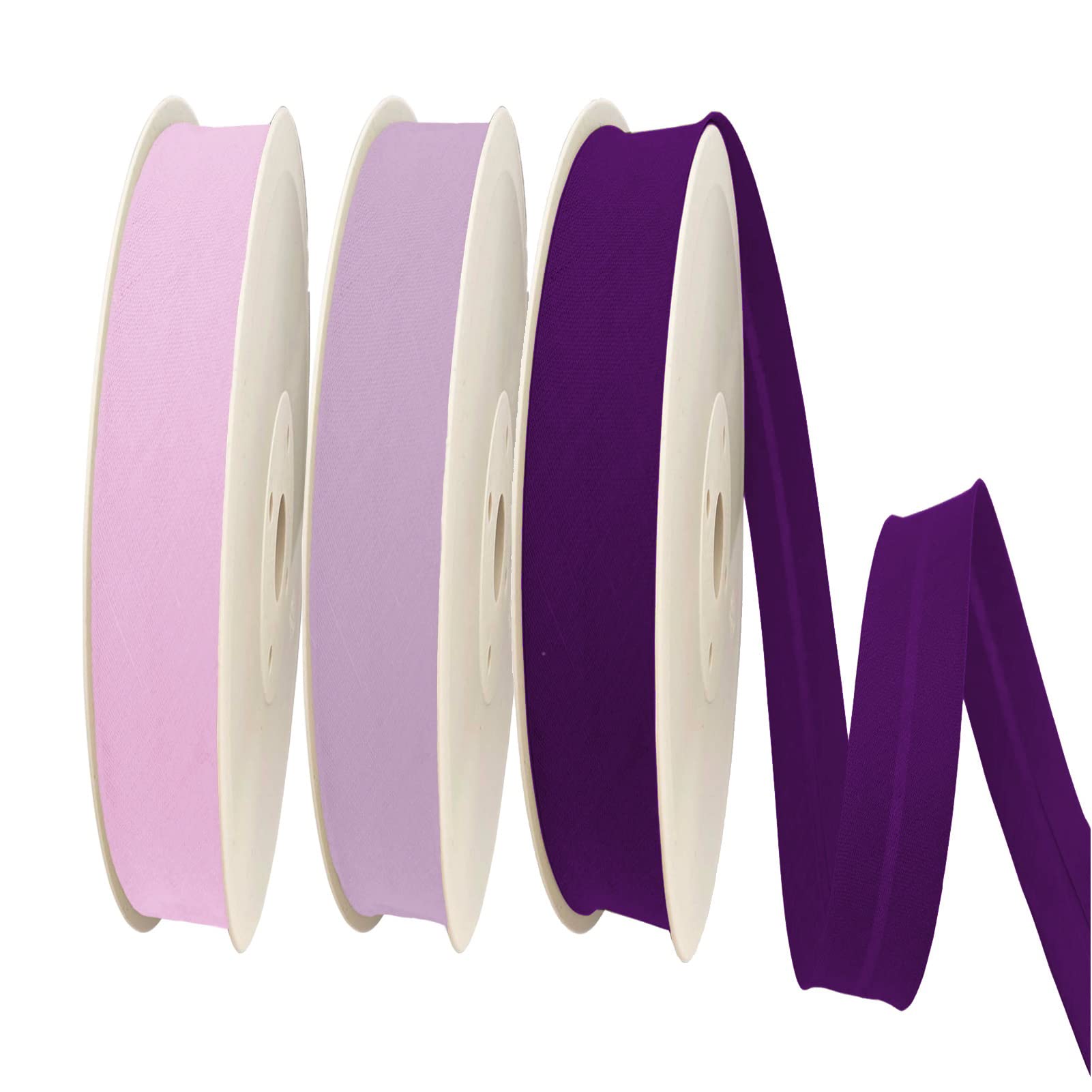 TEXTEX = Biais de 20mm de Large. 50% Coton et 50% Polyester. Pack de 3 Pièces de 10m Chacune - (Rose- Lilas- Violet)