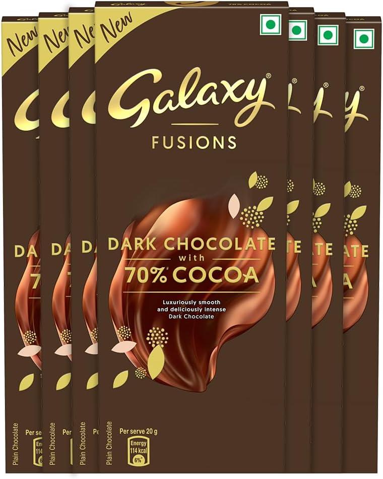 - Galaxy Fusions Smooth Dark Chocolate Bar | Made with 70% Cocoa | Luxuriously Smooth & Deliciously Intense Chocolate | Intense Dark Chocolate for Sharing | 56g| Pack of 7