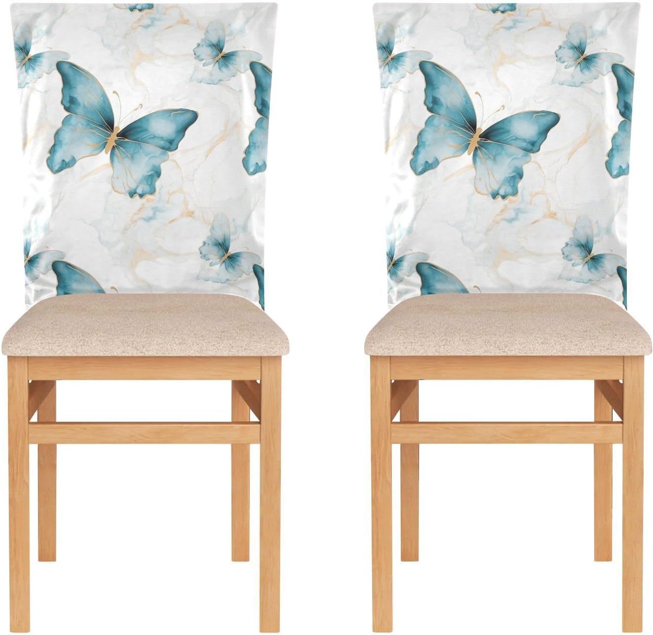 ALAZA Butterflies on Marble Background Chair Back Cover Set of 6, Washable Reusable Removable Chair Slipcovers Decorative Chair Cover for Home Kitchen Wedding Party