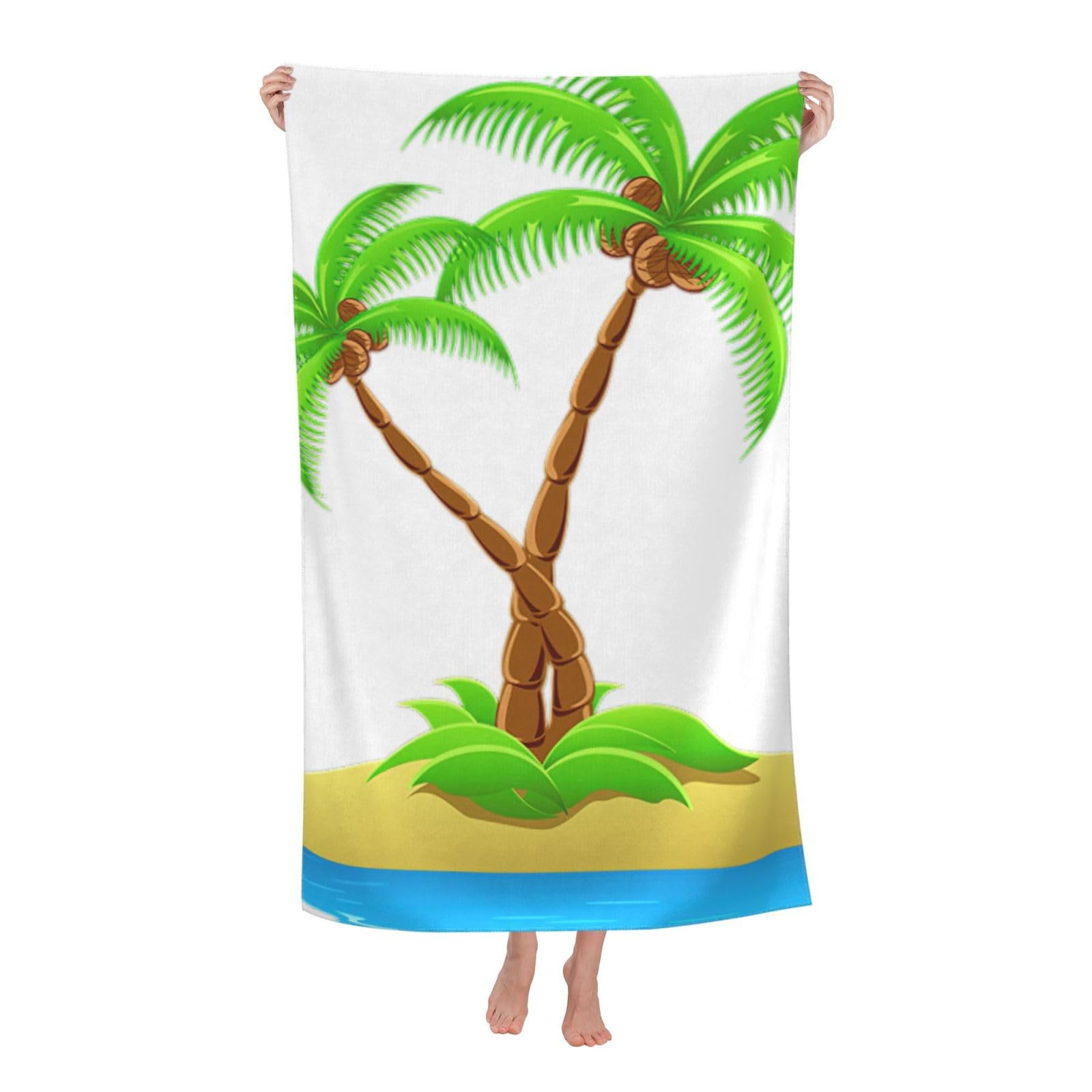 NImongt 3d Palm Tree Print Oversized Adult Beach Towel For Travel Weekend Getaways Festivals Camping Trips
