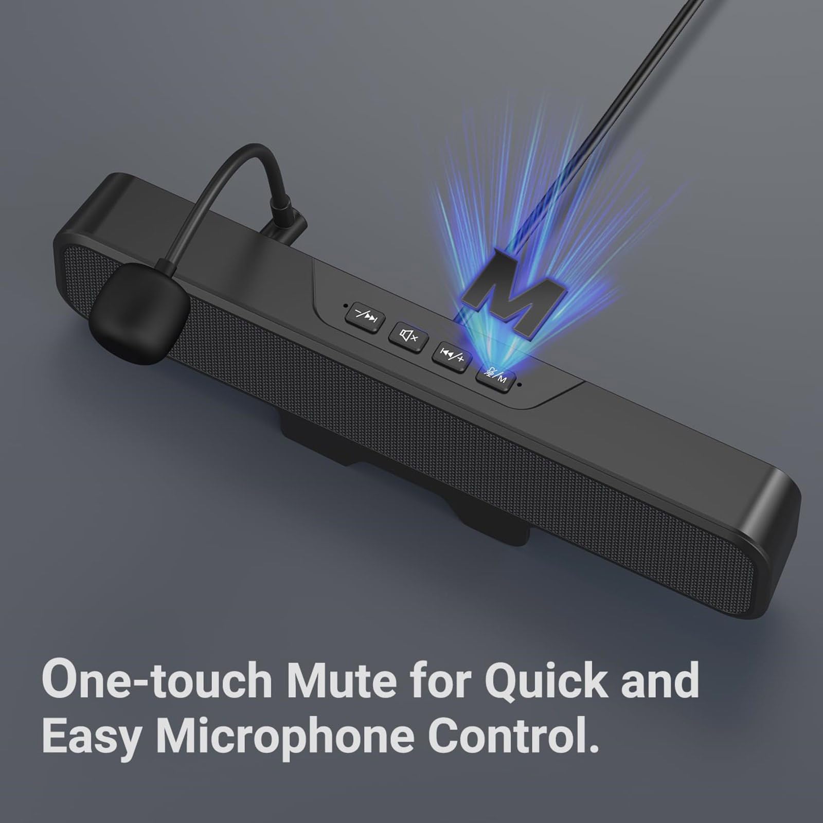 Aggiornamenti Altoparlanti da tavolo esterni Pulsante silenziamento rapido Microfono staccabile Compatibile con USB C Morsetti sul design per computer Altoparlanti esterni con microfoni staccabili