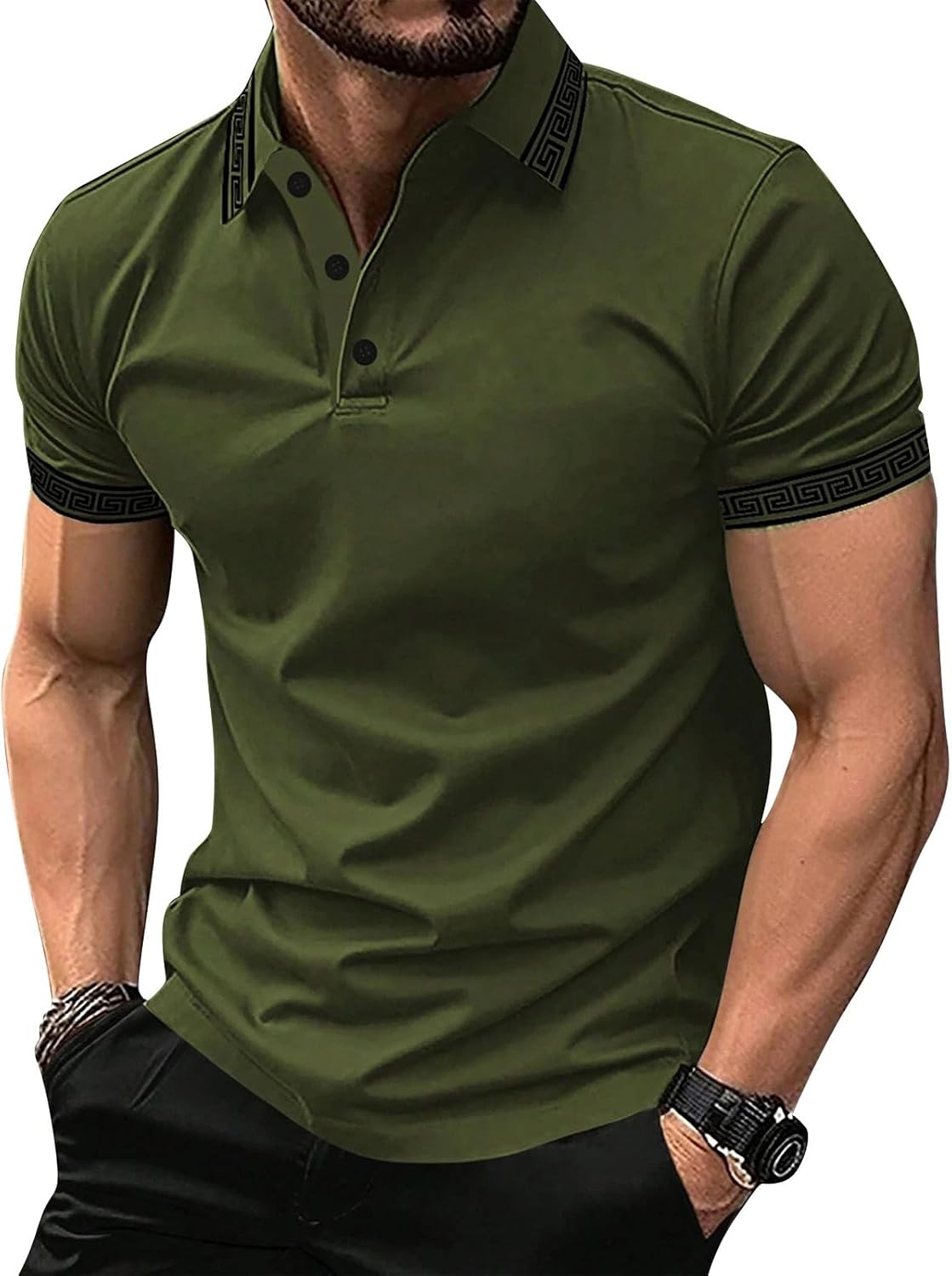 Ymosrh Men's Summer Polo Shirts Short Sleeve Solid Color Fashion Business Casual Athletic Golf Collar Shirts, S-3XL