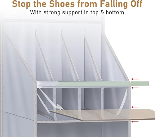 Miniatura 4 de MISSLO 20 pares de organizadores de zapatos sobre la puerta para armario, zapatero estrecho para colgar en la puerta, bolsillo profundo,