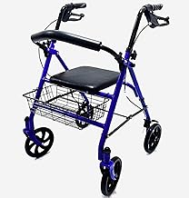 Folding steel deambulator with basket – padded seat and 4 wheels – light