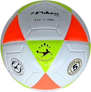 Bola de Futevôlei Poker Rio FTV-5 PRO Branco Laranja e Amarelo
