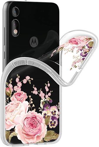 Miniatura 3 de Funda para Moto E 2020, para Motorolaa E 2020, funda de silicona de goma suave TPU flexible transparente para Motorola Moto E 2020 Rose Flower Flor