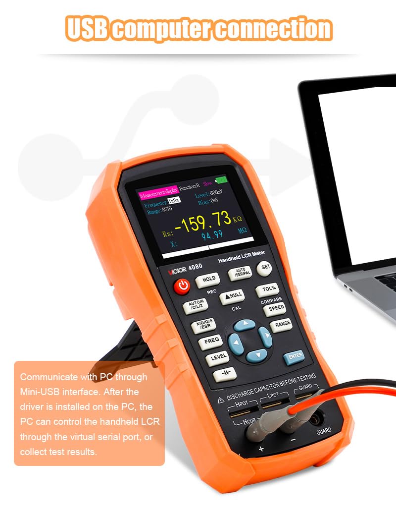4080/4082 Hand held 5 Digits Manual Auto Range LCR Meter 20Mohm Resistance 2000H Inductance 20mF Capacitance 5V Lithium Batter(Victor 4082)