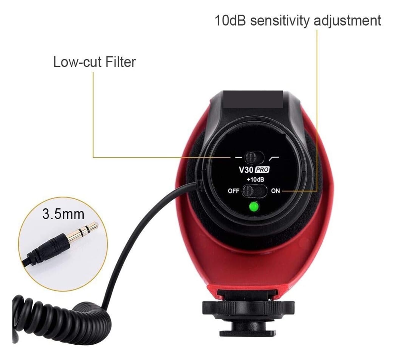Sprzęt do podcastów, CVM-V30 PRO Mikrofon do kamery Super-kardioidalny mikrofon pojemnościowy typu shotgun(Rose Red)