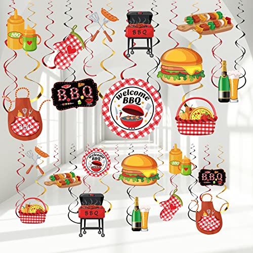 Ireer 52 Pcs Summer Picnic Party Hanging Decor Picnic Birthday Hanging Swirl BBQ Decoration Swirls for Barbecue Decor for Birthday Carnival Summer BBQ Party Supplies Decoration (Classic) by Ireer - Used condition - US$8.54