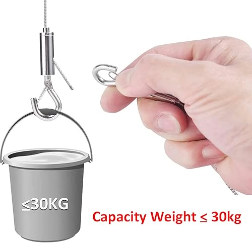 Miniatura 5 de ZWIN Kit de cables colgantes ajustables de 0.05 pulgadas, alambre colgante de espejo resistente con gancho para montaje en pared, cable de