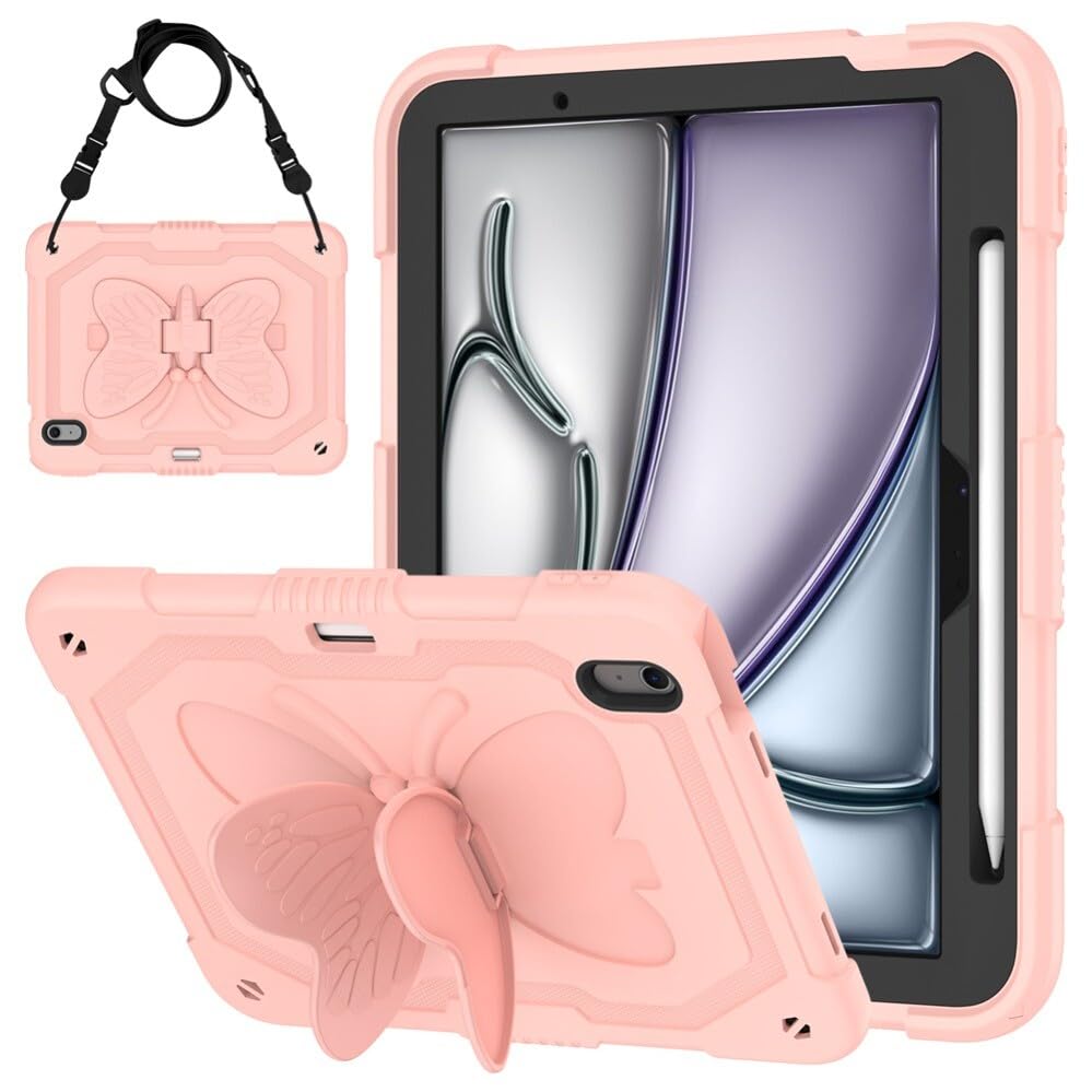 Étui rigide iPad Air 11 M4 or rose coque élégante en silicone renforcé