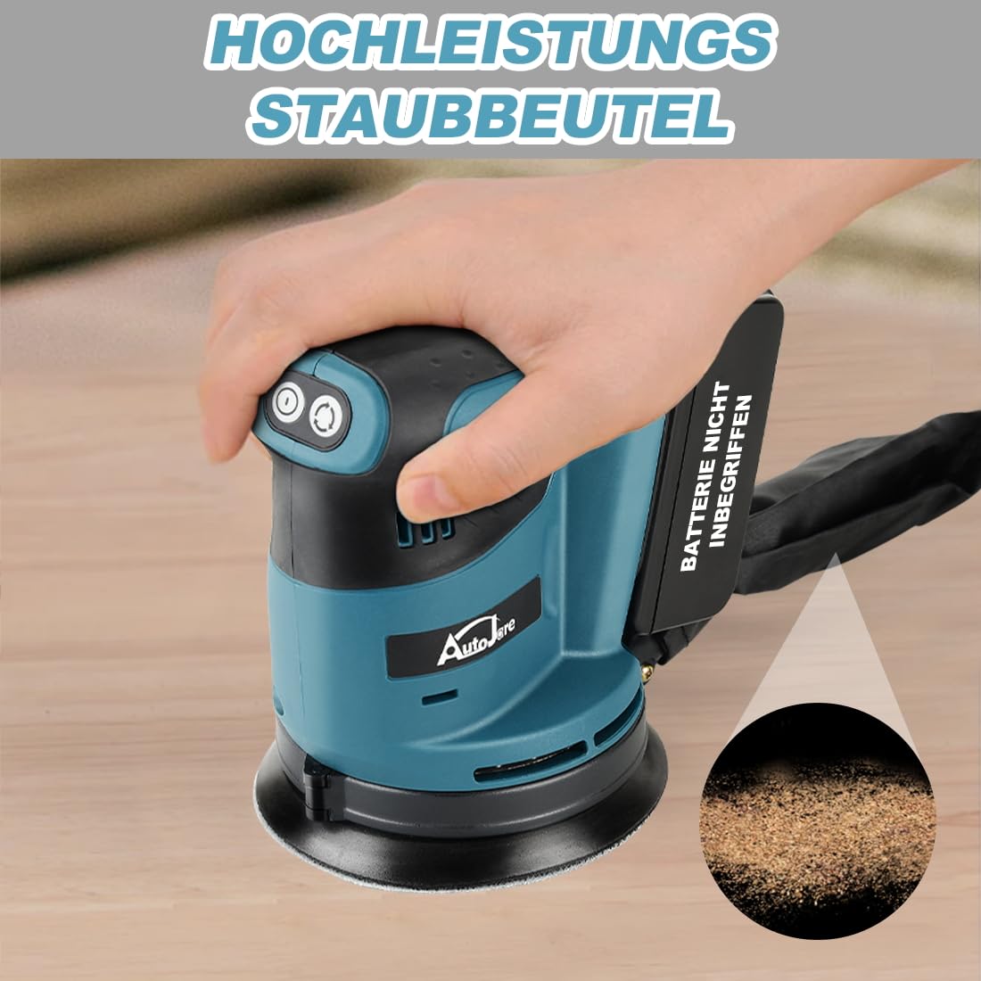 Exzenterschleifer Kompatibel mit Makita 18 V Akku 3 Leistungsstufe Schwingschleifer 125MM Exenterschleifmaschine zum Schleifen, Polieren, Oberflächen glätten (ohne Akku)