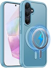 MOBESV Coque Magnétique pour Samsung Galaxy A55 5G 6,6 Pouces, Étui Compatible avec MagSafe, Etui Translucide Mat Arrière Housse Fine Antichoc (Bleu Clair)