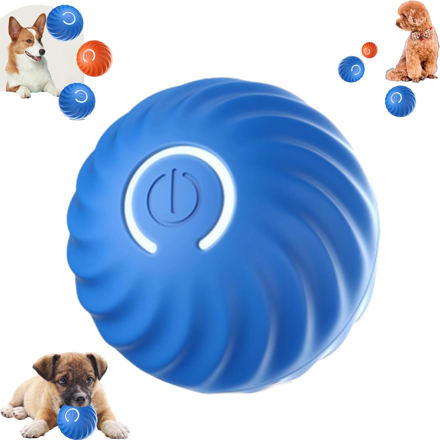 Generic Smart Jumping Ball for Dogs Automatic Moving Dog Toy Pet Bounce Ball Blue All Breed Sizes Adult