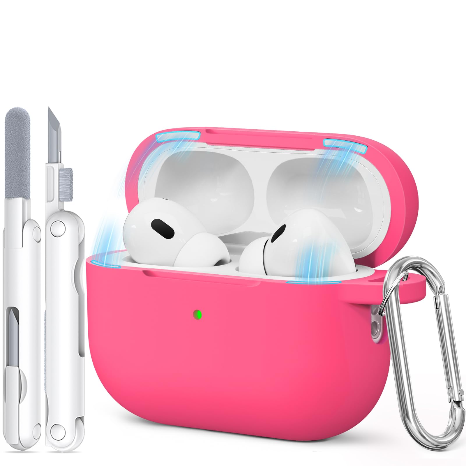 for AirPods Pro Case, Soft Silicone Case Cover Compatible with Airpods Pro 2nd/1st Generation for Women Girly, with Cleaning Kit & Keychain,