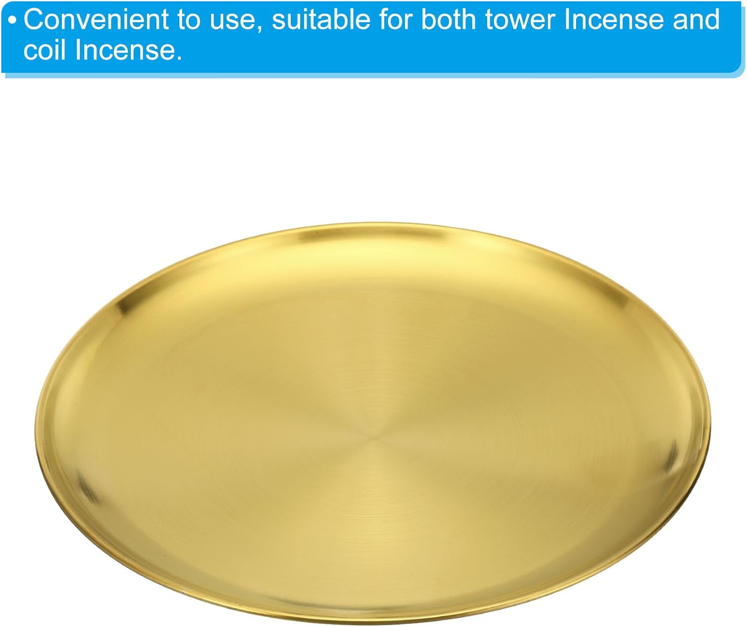 PATIKIL 10.2" Dia. Incense Burner Plate, 2 Pack Coil Incense Holder Alloy Ash Catcher Fireproof Incense Cone Pad Tray for Yoga Spa Room Home Office, Gold Tone