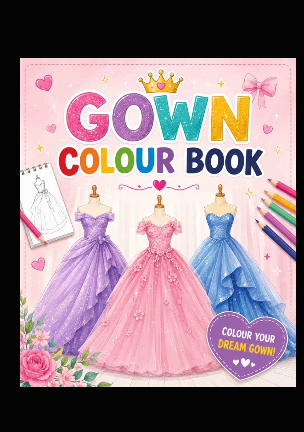 Princess Dress Coloring Book for Kidsc: Beautiful Gowns, Fashion Dresses, and Fun Coloring Pages for Girls Ages 4–8, 4–10, and 6–12