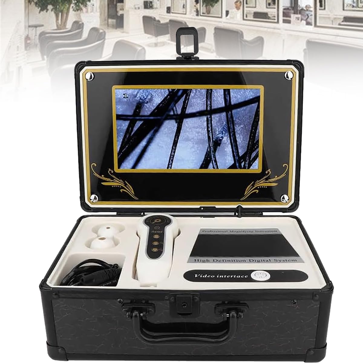 GTHTUHFD Hair Follicle Facial Skin Analyser, 9 Inch LCD Digital Skin Diagnosis Scanner with 50X 200X Lens, Hair and Scalp Detector for Home Beauty Salon Spa