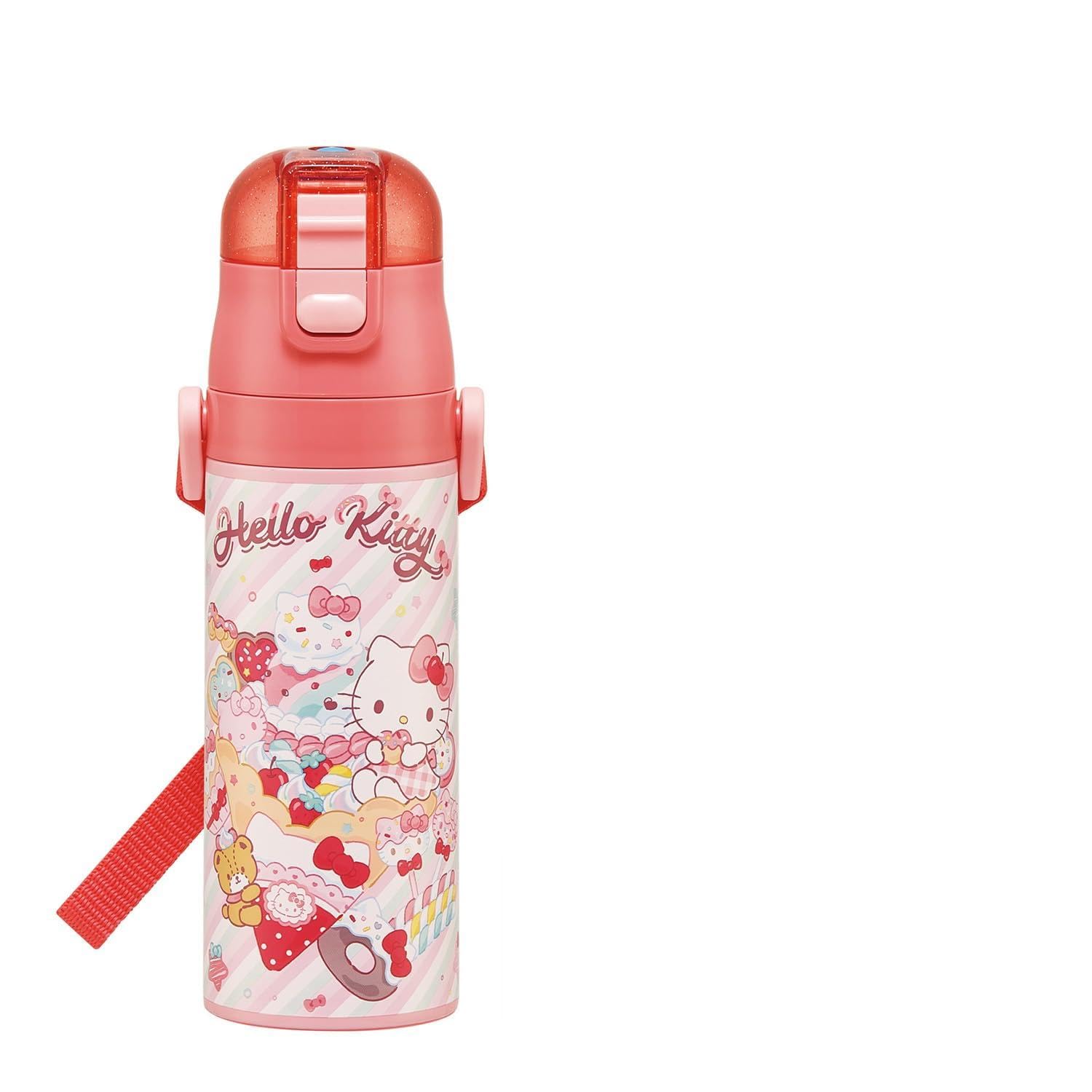 Skater SDC4-A Children's Water Bottle, Direct Drinking, 15.2 fl oz (470 ml), Sanrio Hello Kitty, Fancy Snacks Weets, Girls, Cold Insulation, Stainless Steel, Lightweight Type, Sports Bottle, Kids : Ho