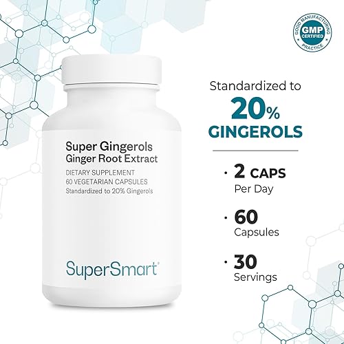 Miniatura 5 de Supersmart - Super Gingeroles 400 mg por día (alta potencia 20% de gingerol) - Suplemento de extracto de raíz de jengibre | Sin OMG y sin gluten -