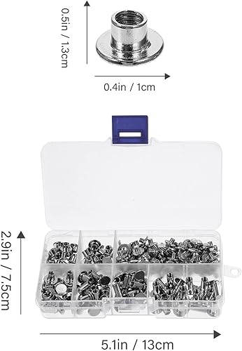 Miniatura 3 de EXCEART 90 Sets Leather Rivets Kit Double Cap Rivet Tubular Metal Studs 6 Sizes Round Flat Head Leather Rivets for Leather