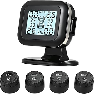 mewmewcat Tpms Sem Fio Em Tempo Real,GOOLSKY TPMS Sistema de monitoramento da pressão dos pneus Display LCD sem fio em tempo real 4 Sensores externos Função de alarme