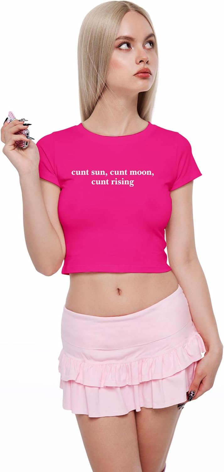 Baby Tees for Women Y2k - Sun Moon Rising Funny Short Sleeve Crew Neck Crop Tops Going Out Top T-Shirt - Image 3