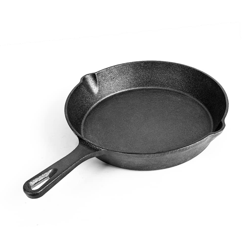 FONDUE Pre-Seasoned Kitchen Iron Cast Skillet for Indoor & Outdoor Cooking (20cm, 8in)