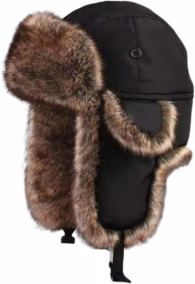 Hat Men and Women Winter Skiing Cap Warm Faux Fur Hunting Trapper Hat